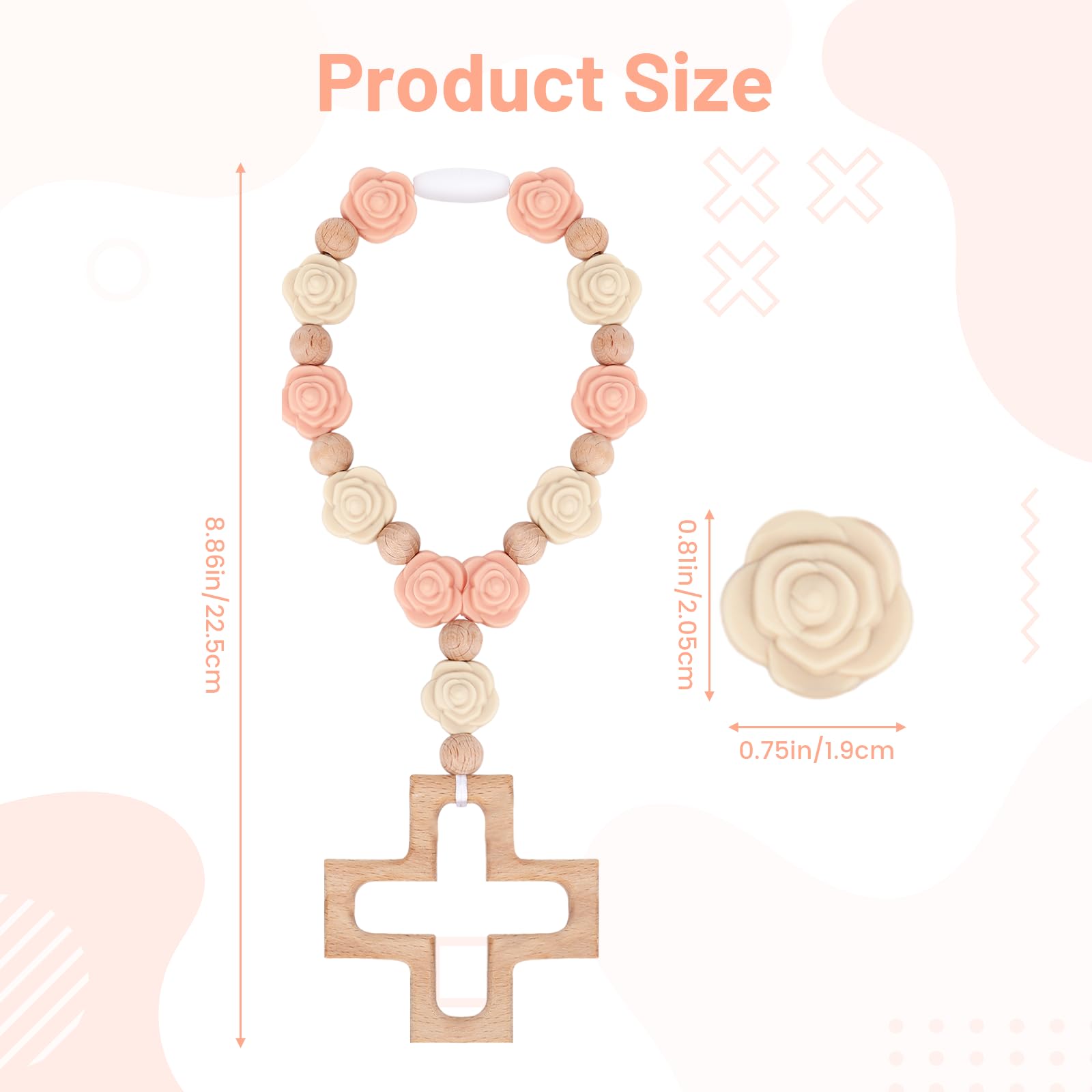HrEtngiz silicone cross bracelet wooden cross detail, kid-friendly safety for gentle wear.