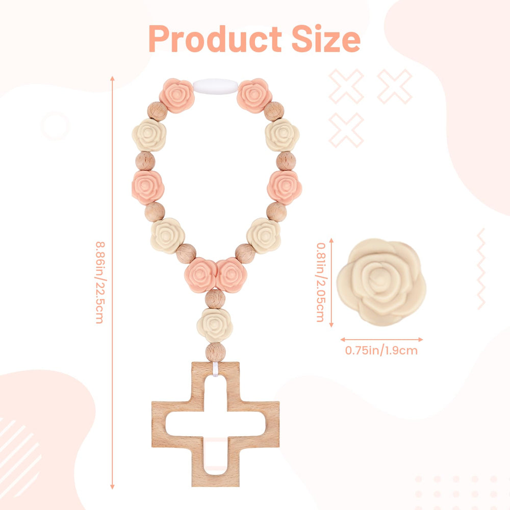 HrEtngiz silicone cross bracelet wooden cross detail, kid-friendly safety for gentle wear.
