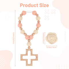 HrEtngiz silicone cross bracelet wooden cross detail, kid-friendly safety for gentle wear.