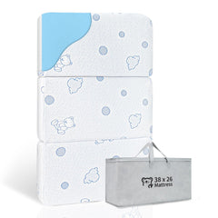 HREVAI Pack and Play Mattress folded in carry bag for travel and storage