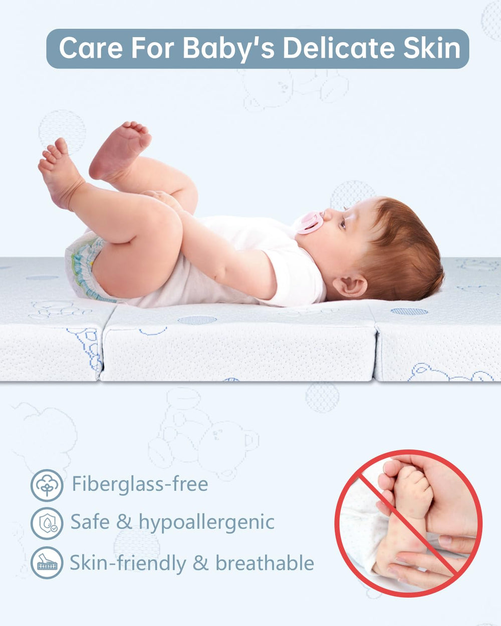 HREVAI Pack and Play Mattress breathable mesh lining reduces heat and noise