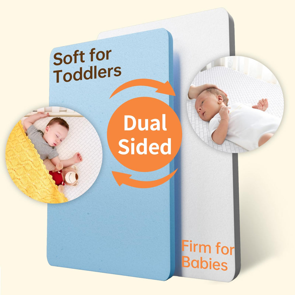 HREVAI pack n play mattress dual-sided surface supports growth