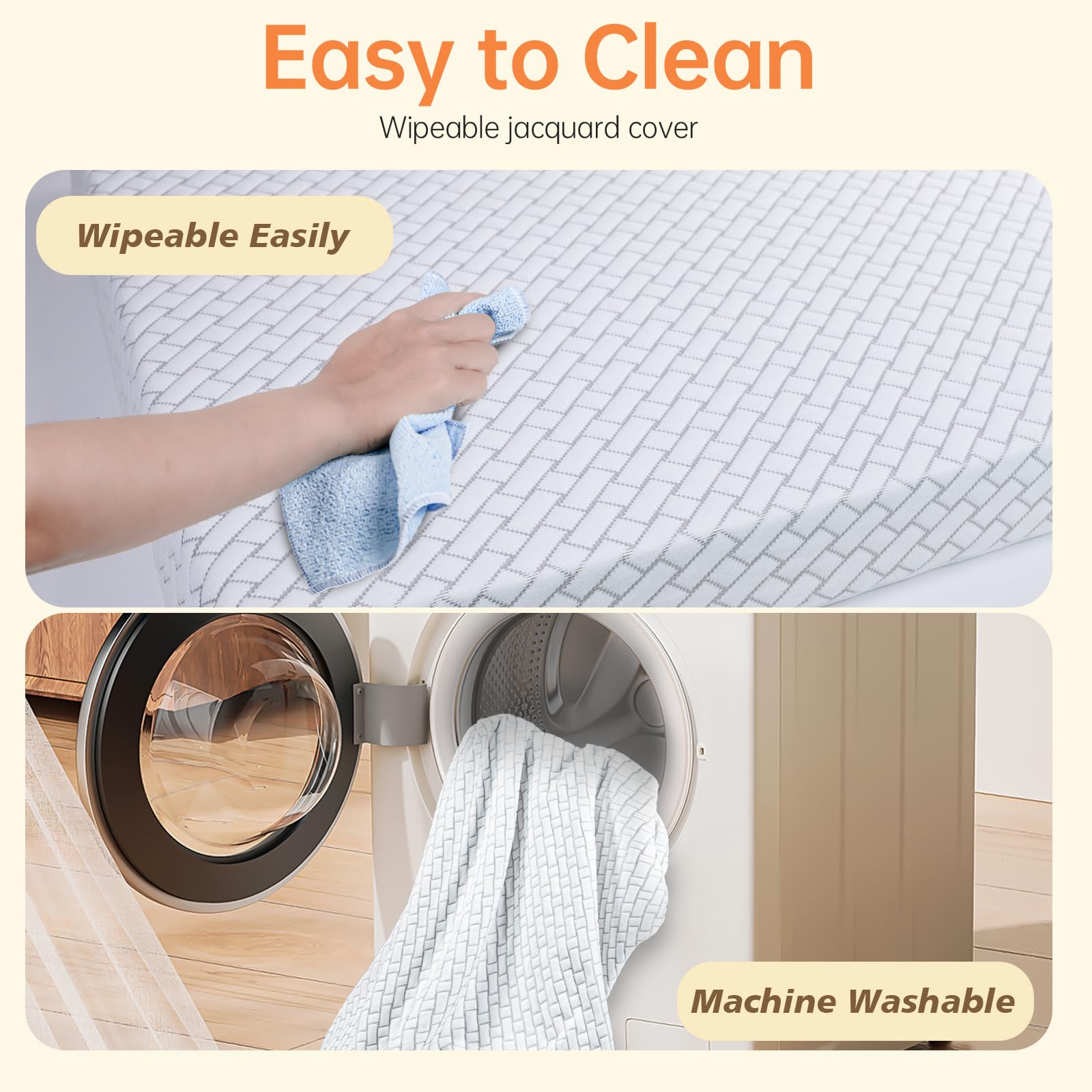 HREVAI pack n play mattress removable zipper cover for easy cleaning
