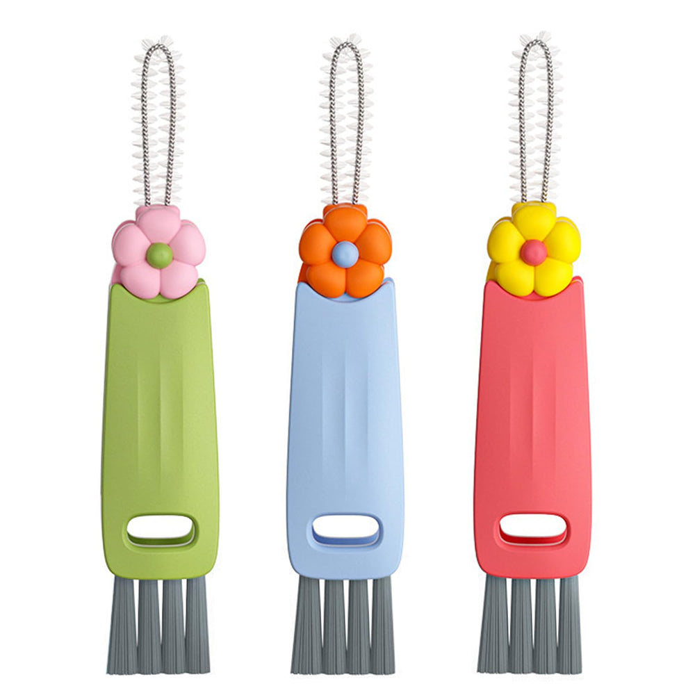 HRXFOZ 3-in-1 cup lid cleaning brush set packaging for versatile kitchen cleaning.