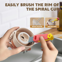 HRXFOZ cup-mouth brush reaches narrow openings for thorough cup cleaning.