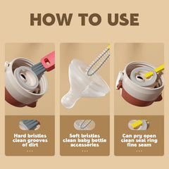 HRXFOZ gap-brush reaches narrow spaces between lids and rims.
