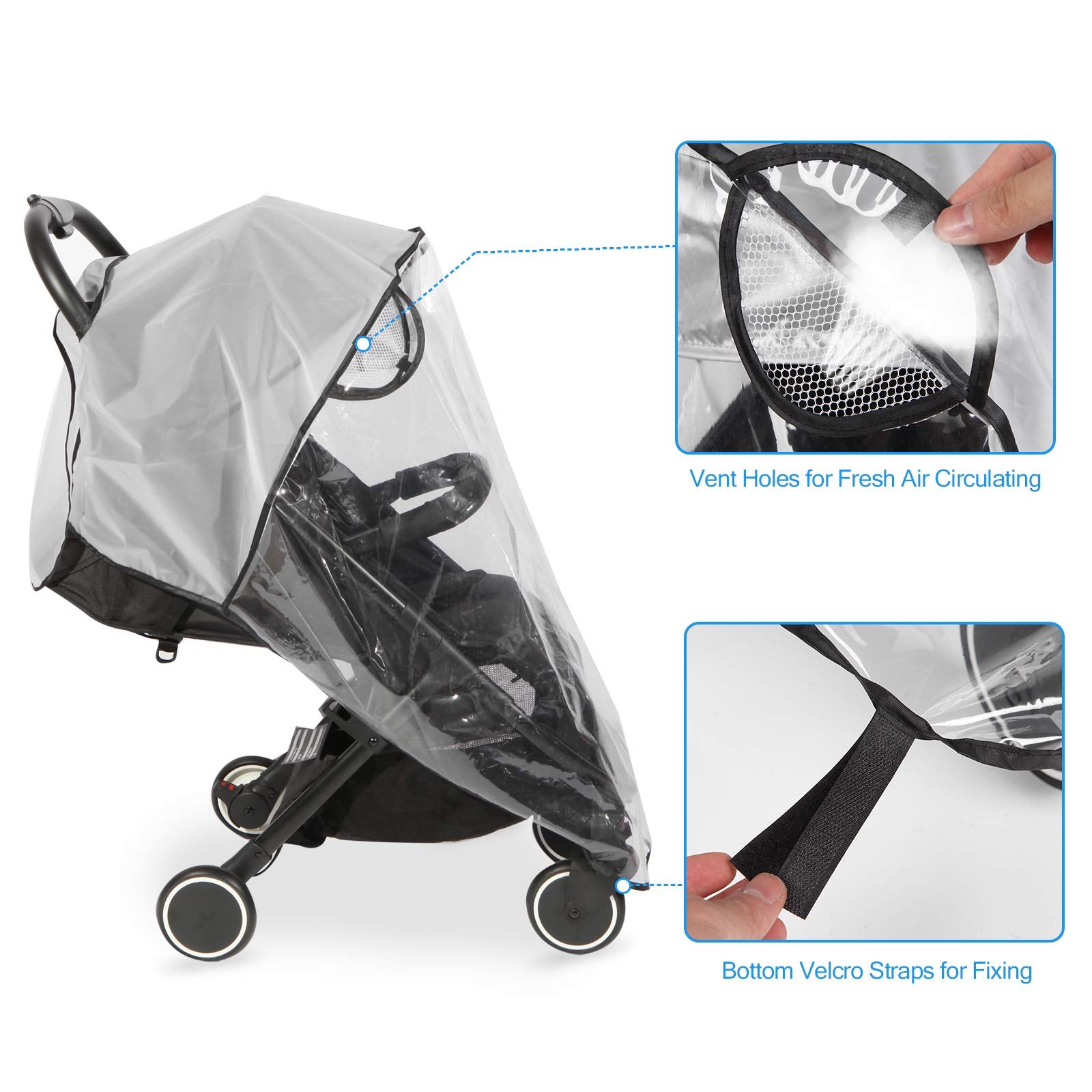 Hrzeem rain cover uses EVA material for safe, flexible protection.