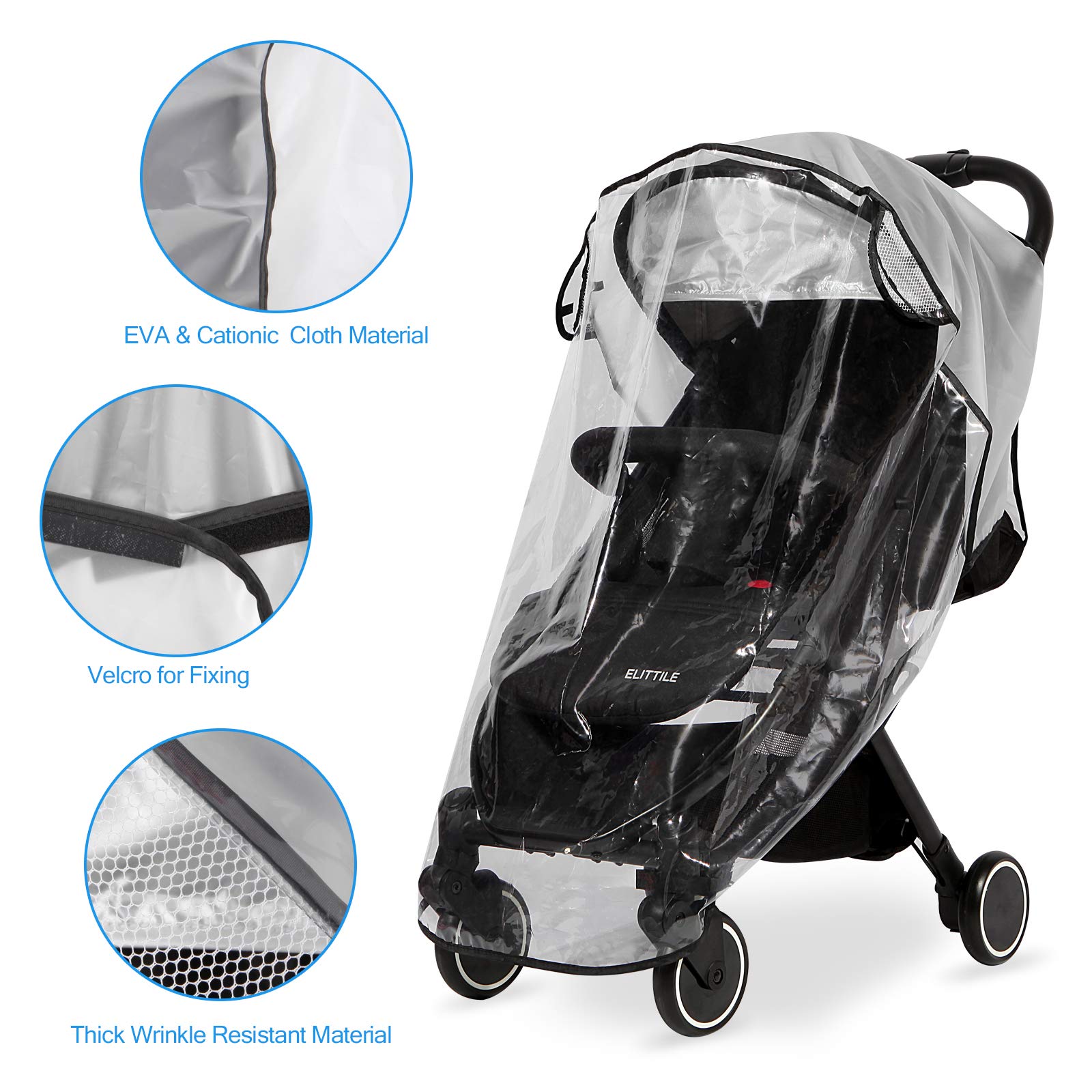 Hrzeem universal-fit rain cover fits most single strollers for flexible use.