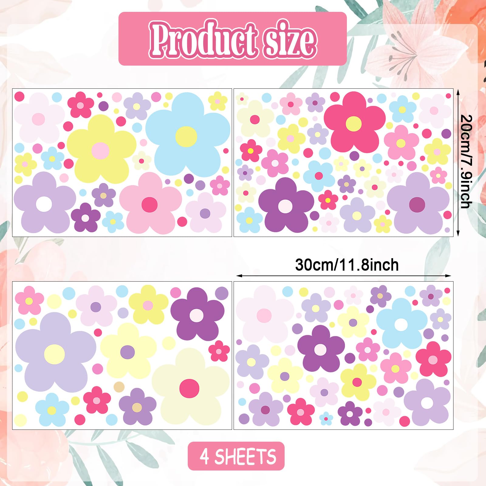 HSDSH Glow-Dark Flowers Wall Decal Colorful bright flowers brighten a kid's room