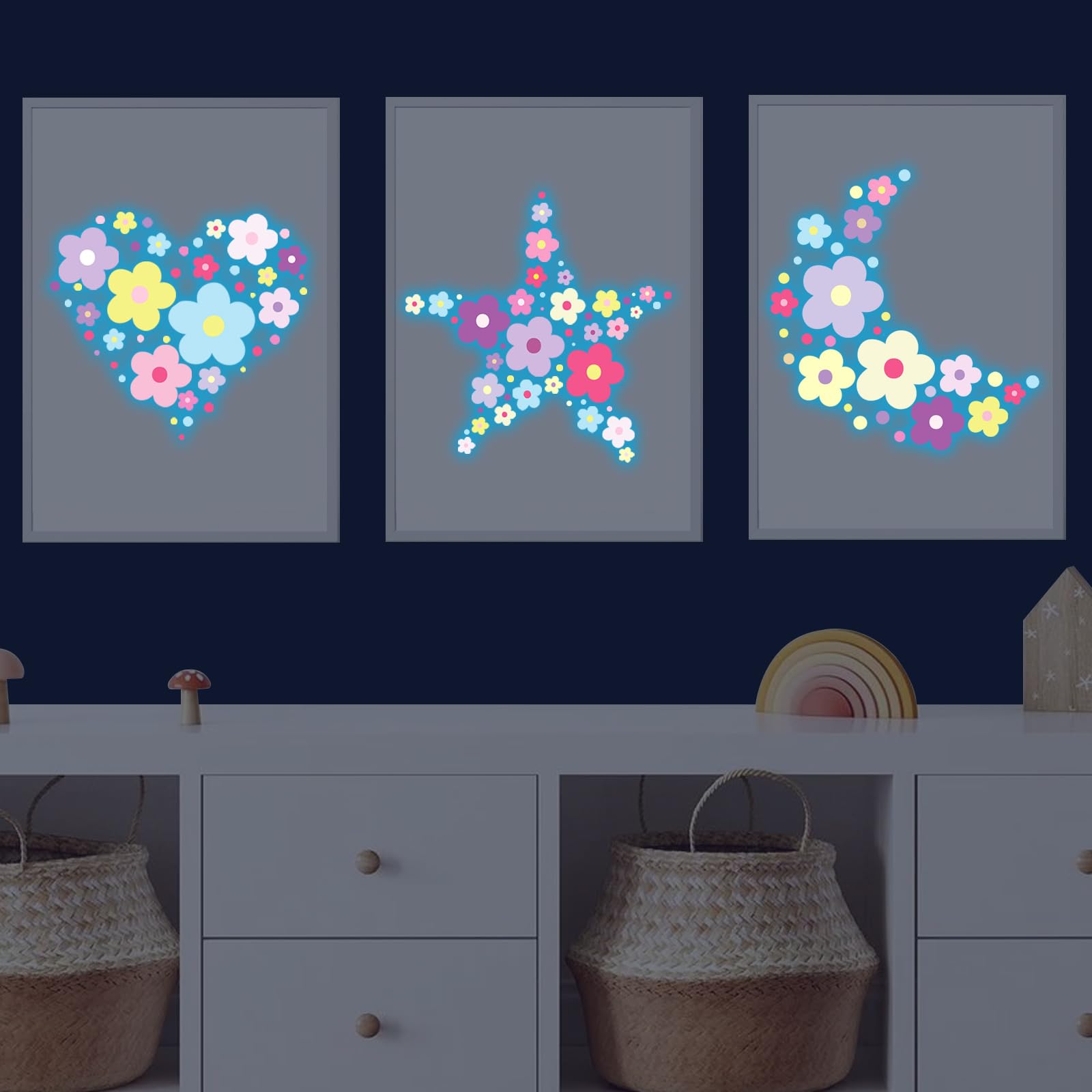 HSDSH Kids' Bedroom Flower Wall Decor set on a wall for playful decor