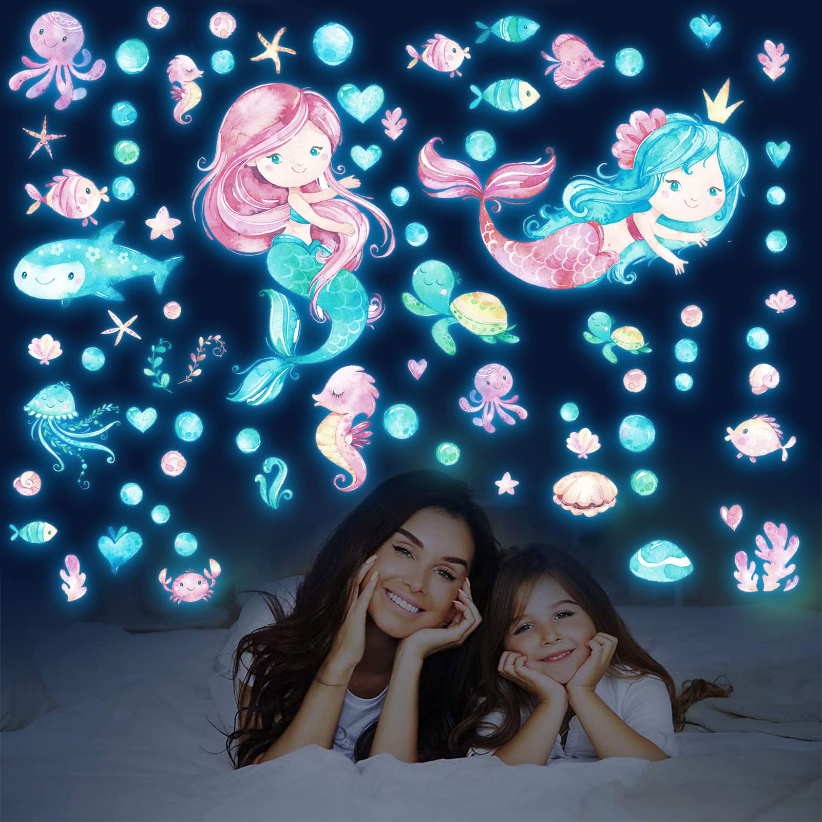 HSDSH meireny mermaid wall decals add playful glow to girls' rooms