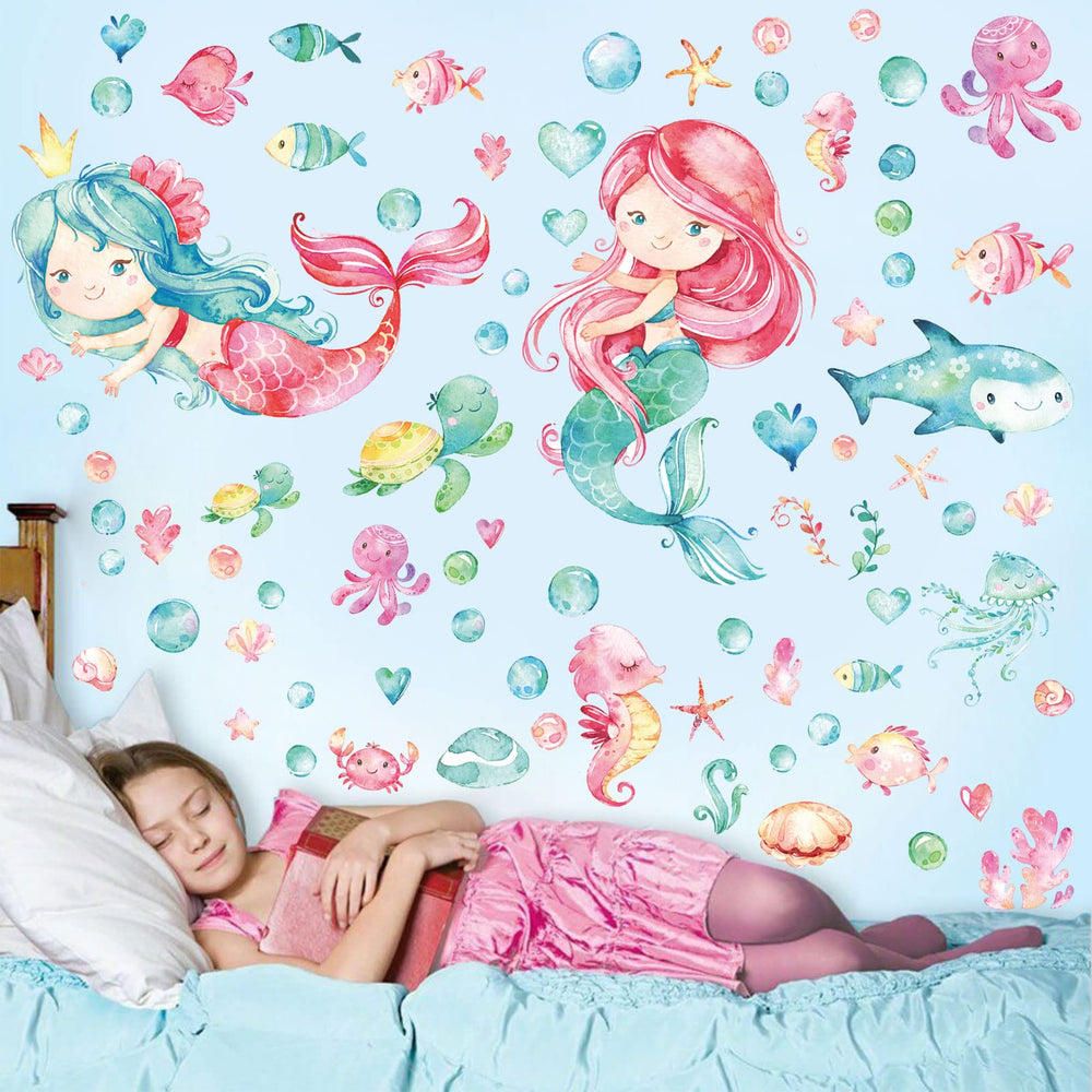 HSDSH mermaid wall stickers for kids room—ideal dreamy ocean-themed space