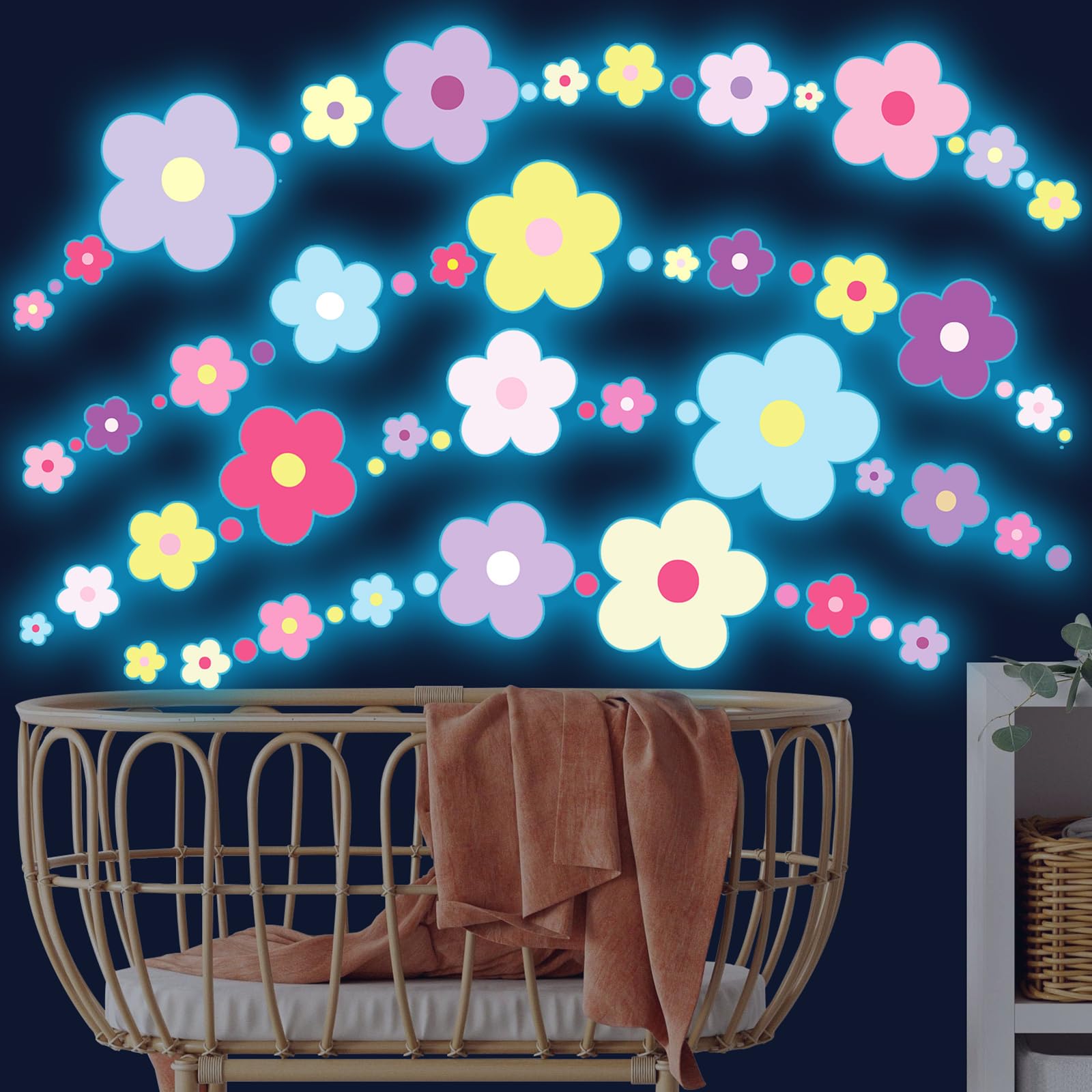 HSDSH Nightglow Ambience Flower Stickers creating a subtle glow at night