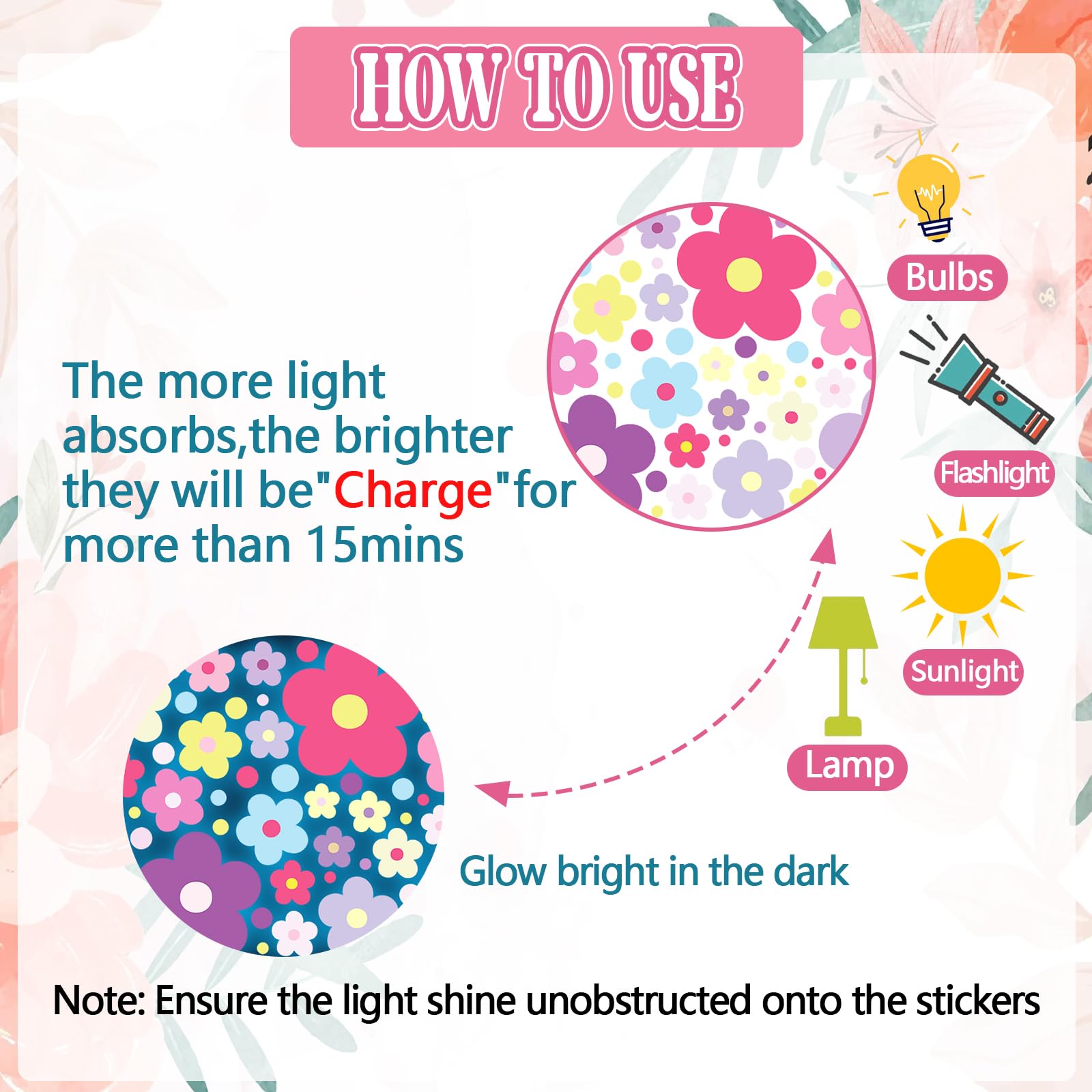 HSDSH Waterproof PVC Flower Stickers on a clean wall surface