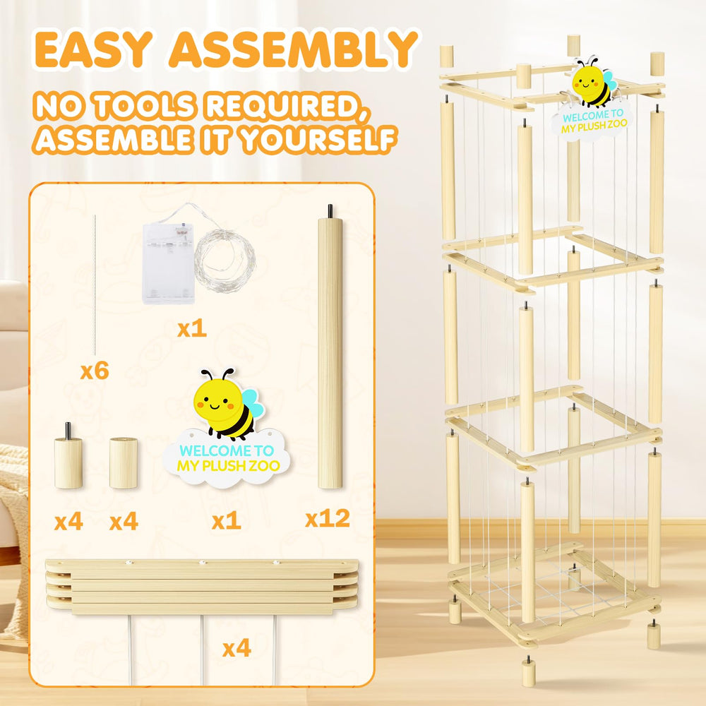Hsenowi wooden toy holder complements nursery decor while reducing clutter.
