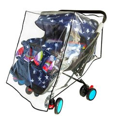 HSJH Weather Shield rain cover fits twin strollers and keeps kids protected from rain