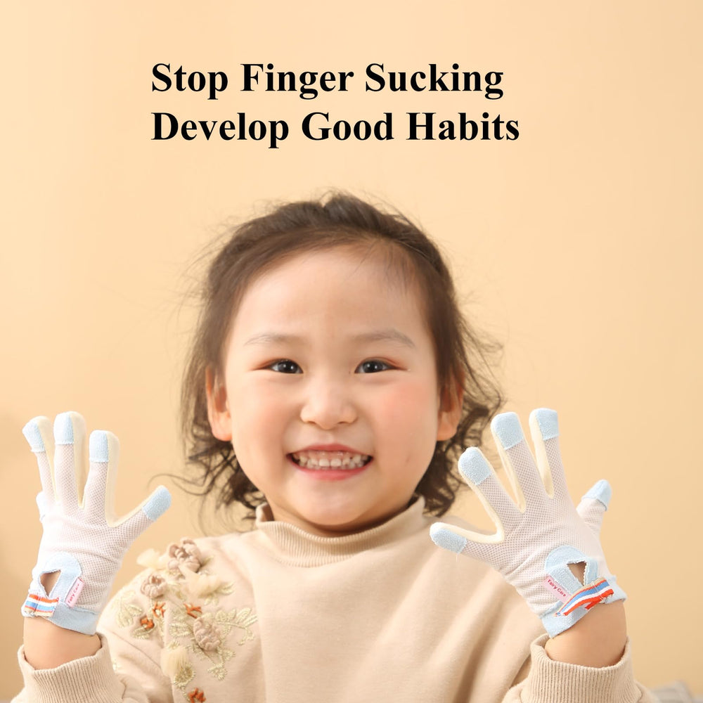 HS&ROXIN Adjustable wrist straps on thumb-sucking gloves fit snugly for day and night wear.