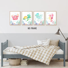 HUACANVASART crab print enhances bathroom decor with gentle undersea accents.