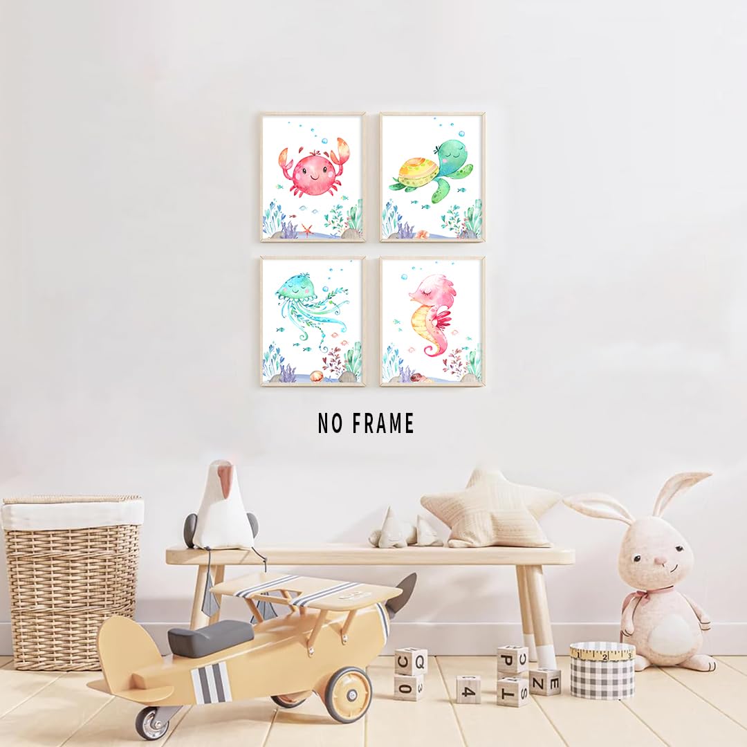 HUACANVASART watercolor sea octopus print brightens nursery walls with playful marine charm.
