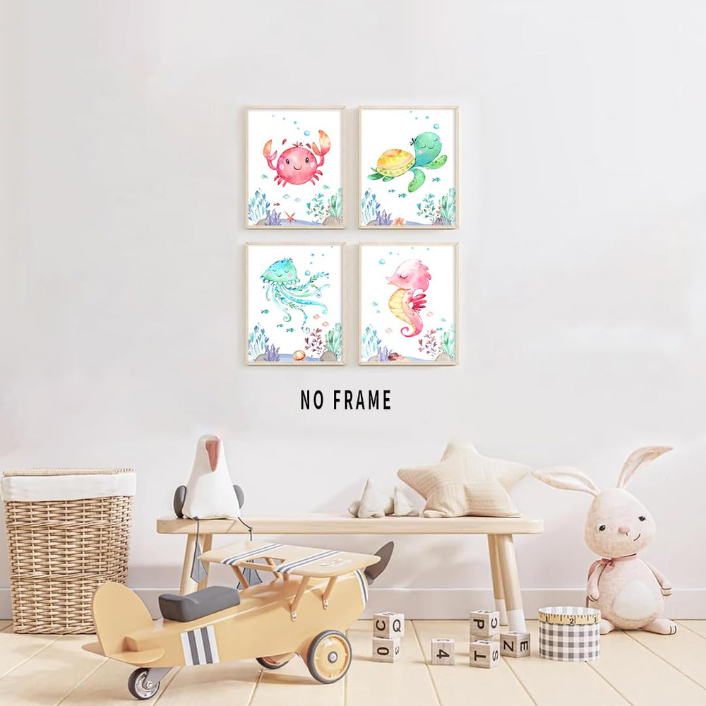 HUACANVASART watercolor sea octopus print brightens nursery walls with playful marine charm.