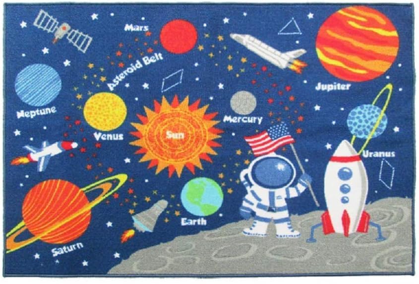 HUAHOO educational rug highlights letters, numbers, and shapes to support early learning