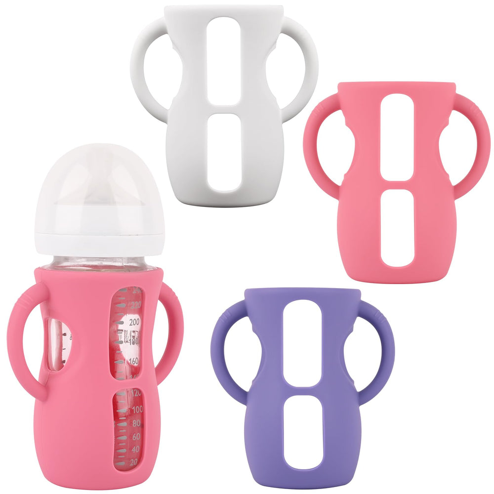 HUAKENER 3-pack silicone sleeves in grey enhance grip and drop protection for Avent bottles