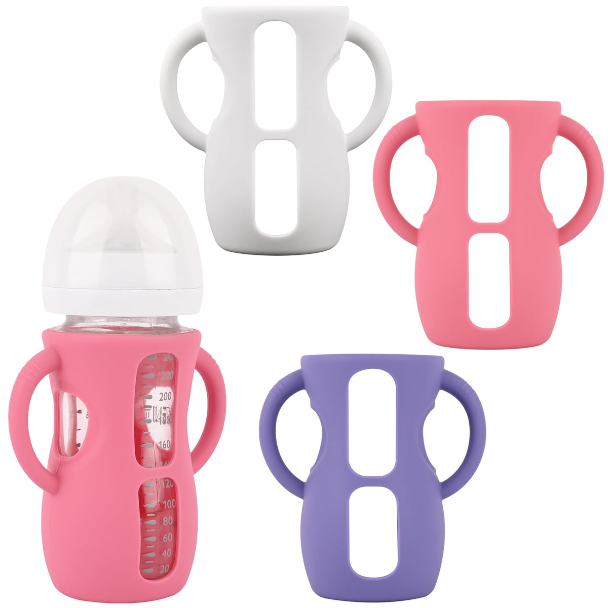 HUAKENER 3-pack silicone sleeves in grey enhance grip and drop protection for Avent bottles