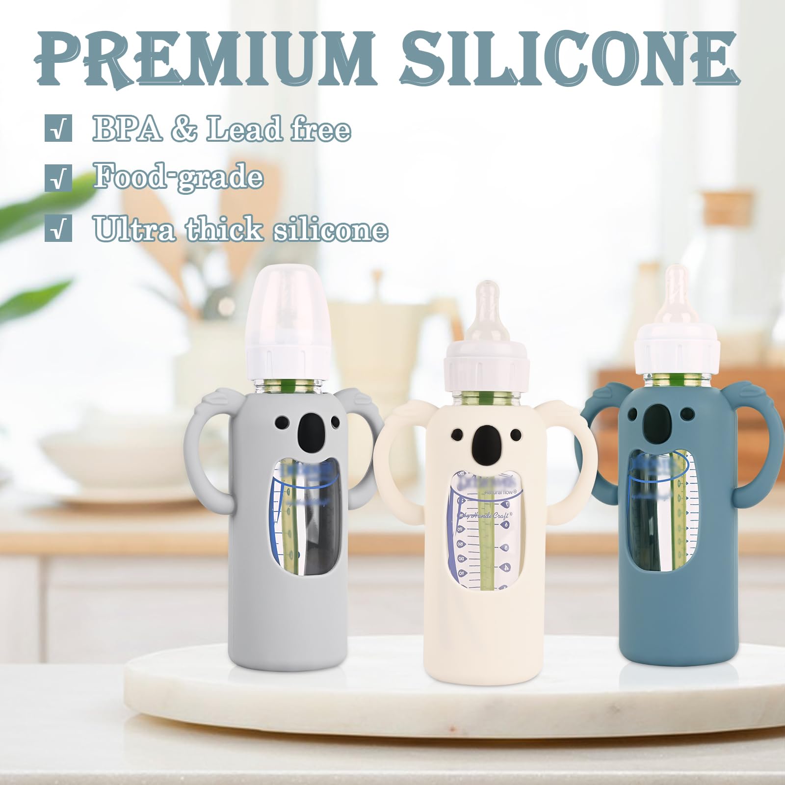 HUAKENER dishwasher-safe silicone sleeve for easy cleaning and reuse.