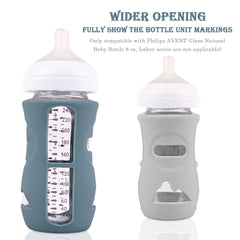 HUAKENER apricot sleeve on Avent bottle makes bottle easy to spot and grip.