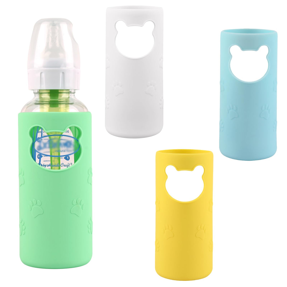 HUAKENER silicone sleeve for Dr Brown's 8oz bottle in blue improves grip and protection.