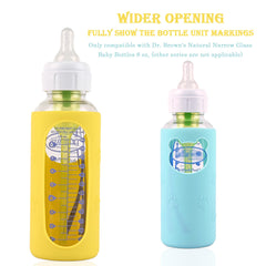 HUAKENER white silicone sleeve fits Dr Brown's bottle for comfortable grip and spill resistance.