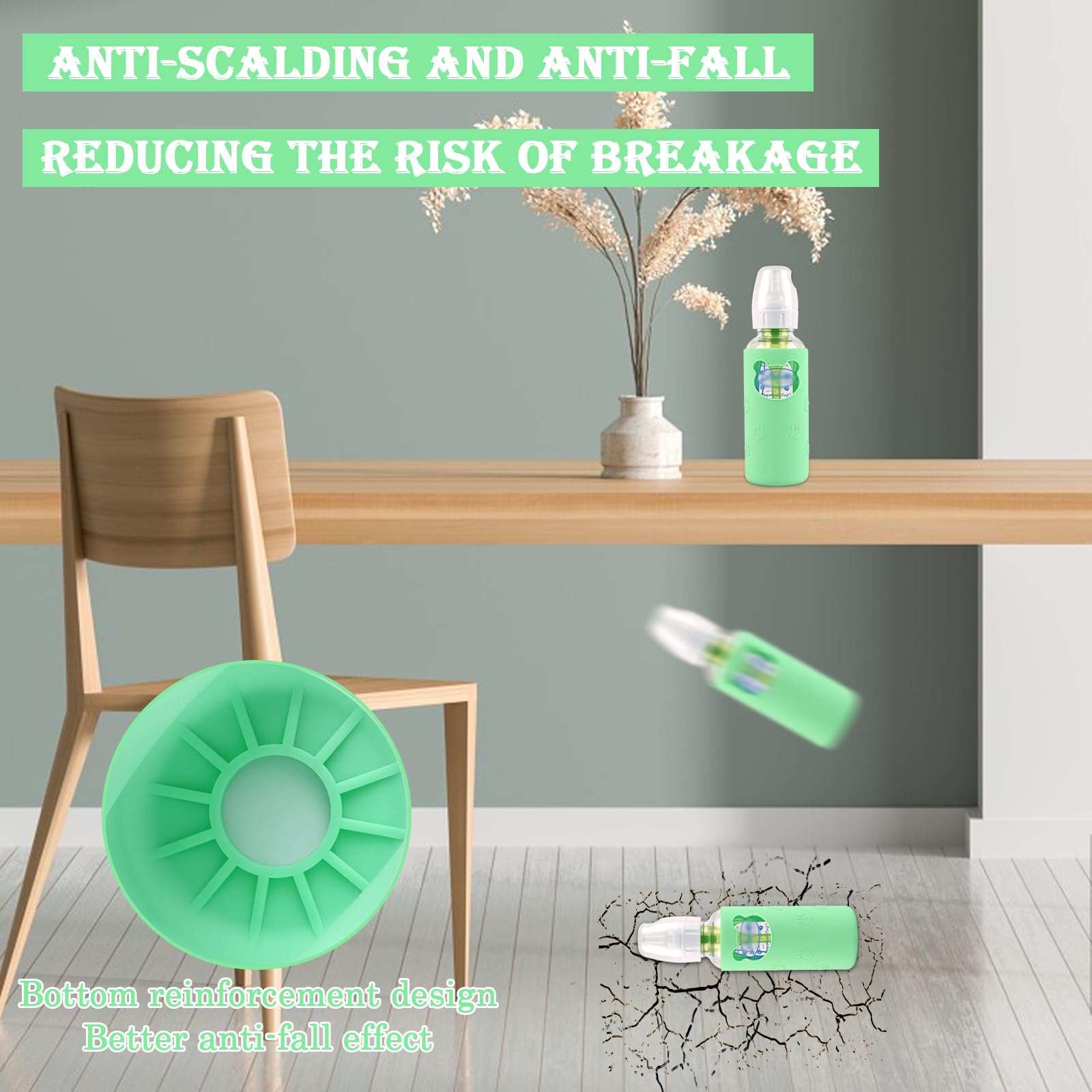 HUAKENER silicone sleeve for Dr Brown's bottle in yellow adds color-friendly grip and heat protection.