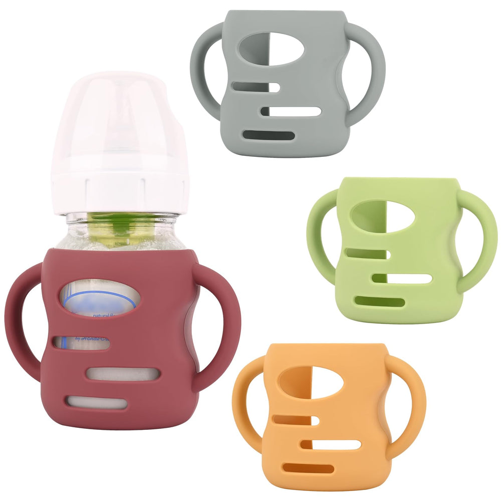 HUAKENER silicone sleeves with handles for Dr Brown bottles, easy grip.