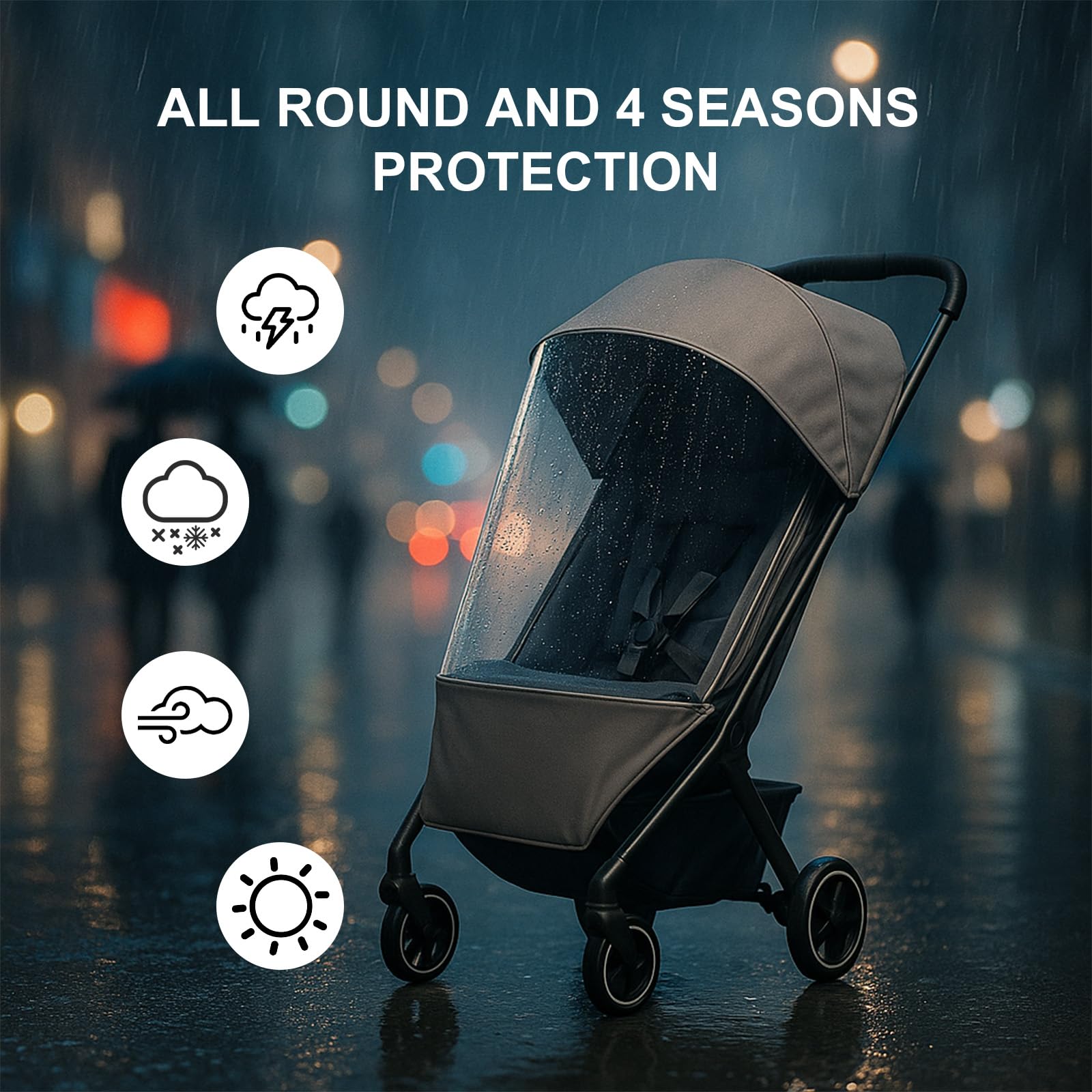 HuanRanYo rain cover fits the Joolz AER+ snugly to protect against rain.