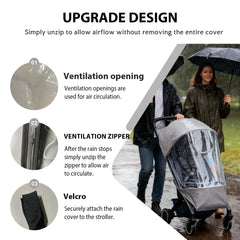 HuanRanYo rain cover vents reduce fog for breathable stroller rides.