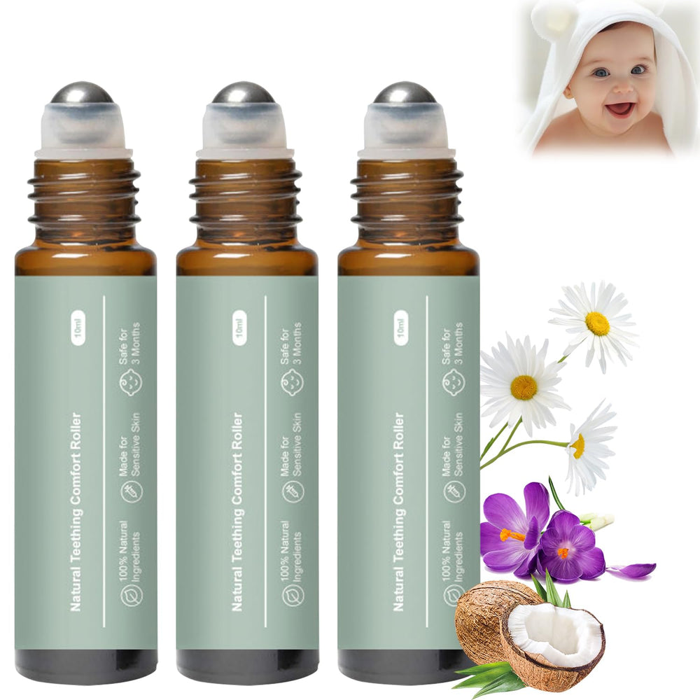 Huatinent Mamas Teether Roll-On 3-pack box shows compact, travel-ready relief.