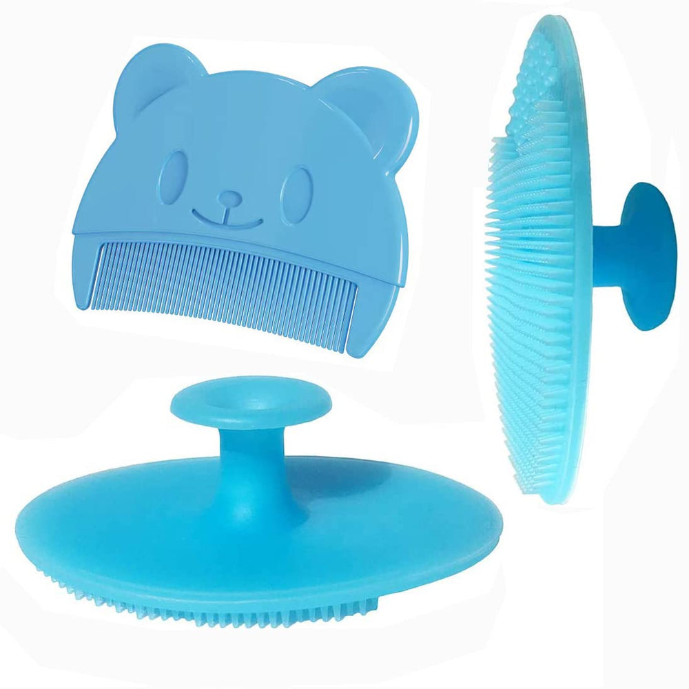 HUAYINGMEI baby bath brush blue head close-up for gentle cleansing