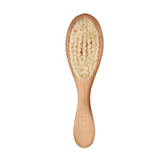 HUAYINGMEI wooden-handle goat-hair brush for newborns; gentle scalp care