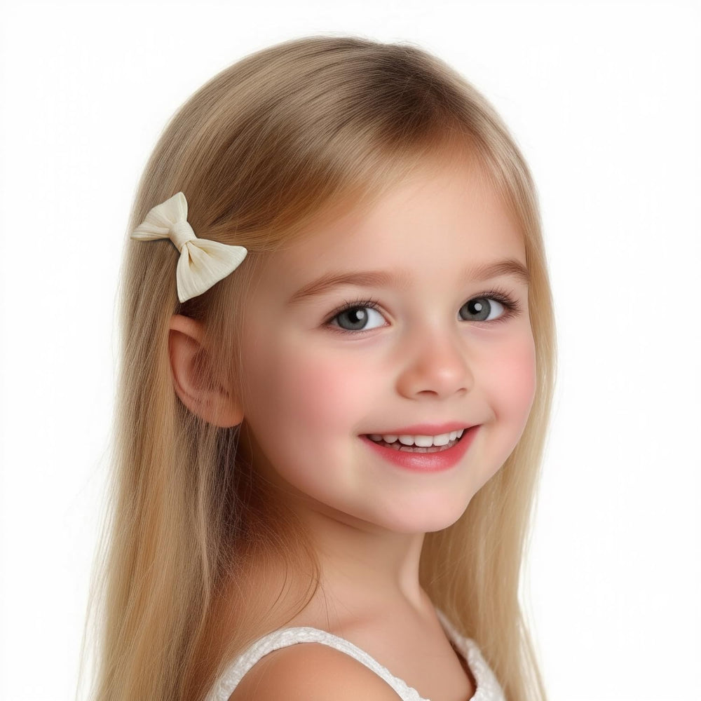 HUAZHENQI-GH beige bow clip offers comfortable grip for fine and thick hair