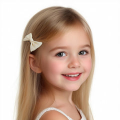 HUAZHENQI-GH beige bow clip offers comfortable grip for fine and thick hair