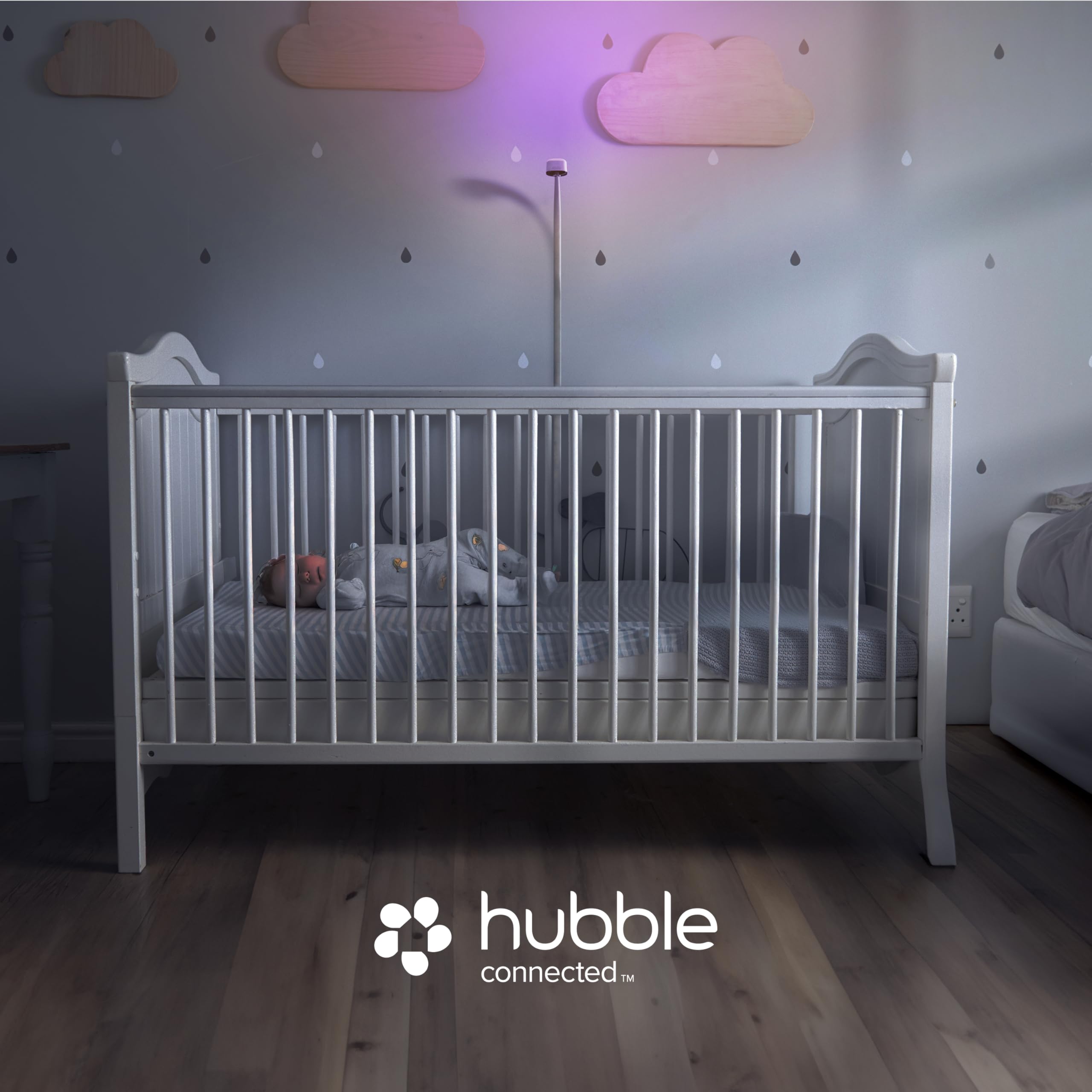 HUBBLE CONNECTED GoBaby AI Camera uses secure storage and video history for peace of mind.