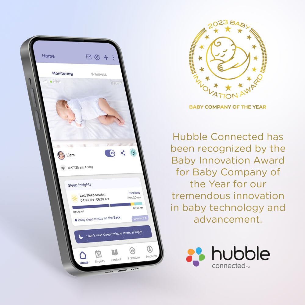 HUBBLE CONNECTED Nursery Pal Cloud Touch 5-inch touchscreen unit combines viewing with interactive play.