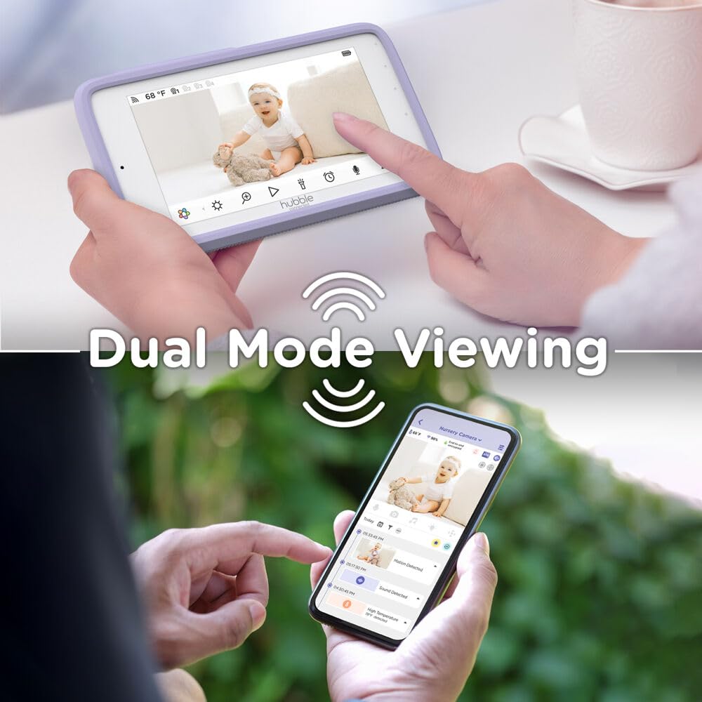 HUBBLE CONNECTED Nursery Pal Cloud Touch non-wifi local monitor ensures private, reliable baby viewing.