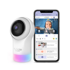 Hubble Connected Nursery Pal Glow camera feed in 1080p for crystal-clear monitoring.