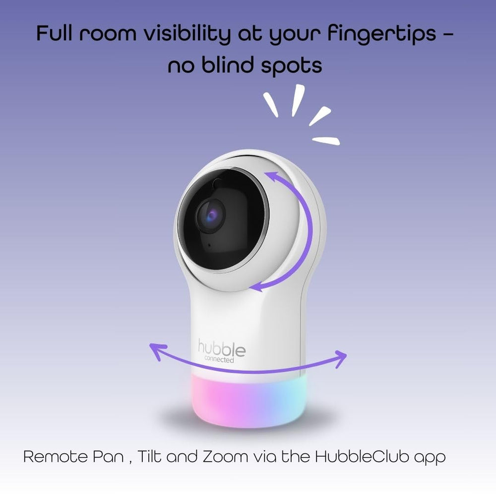 Hubble Connected Nursery Pal Glow motion, sound, and temperature alerts boost awareness.
