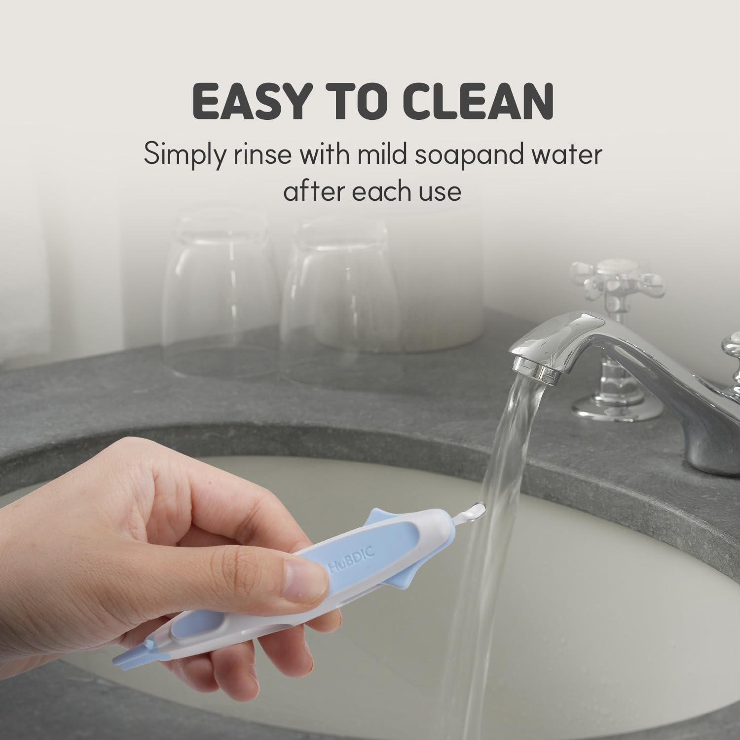 HubiBaby easy-clean feature supports quick, hygienic rinsing after use