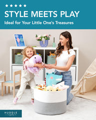 Huddle Supply Co XXXXL basket in living room adds stylish organization