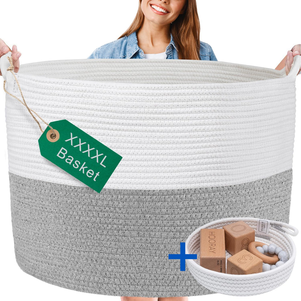 Huddle Supply Co XXXXL basket closeup shows dense cotton rope for durable storage