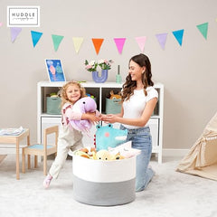 Huddle Supply Co XXXL blanket basket full-basket scene emphasizes sturdy rope and shape retention
