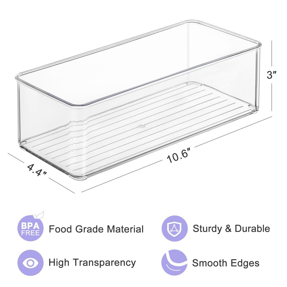 Hudgan clear pantry bin in freezer demonstrates versatile organization for snacks and baby foods.